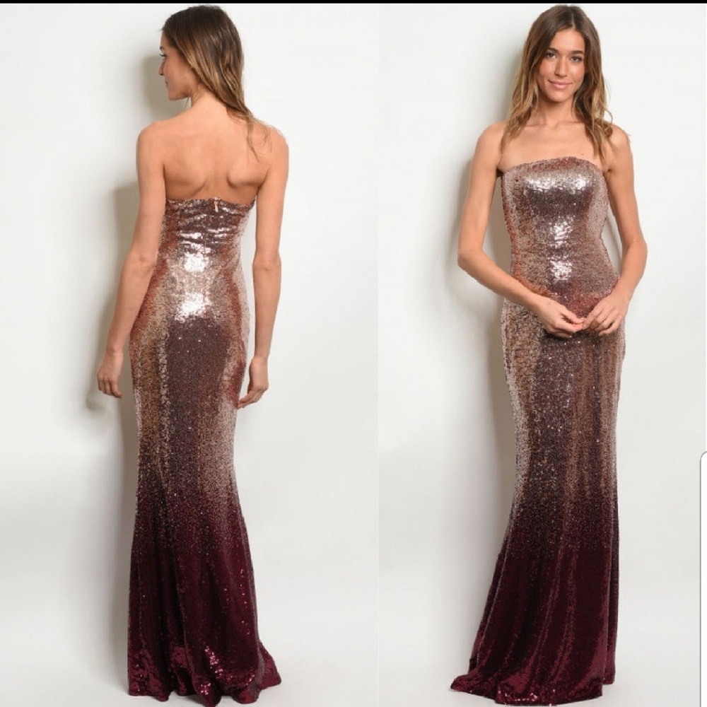 Blush Burgundy Sequin Maxi Dress
